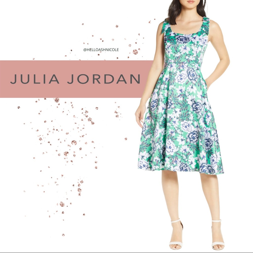 Julia Jordan Floral Shoulder Bow Sleeveless Dress